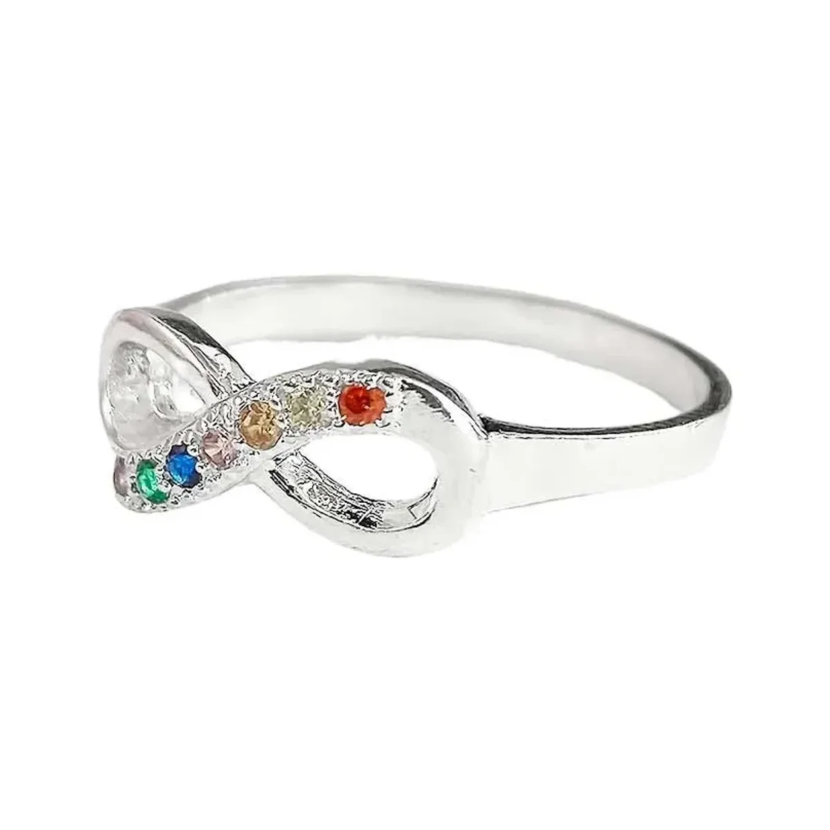 Anillo Plata 925 Nudo Infinito Zirconia Multicolor Talla 8.5 - Imagen 3