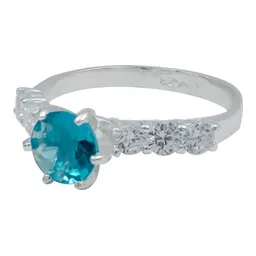 Anillo Plata 925 Obsidiana Paraiba Tono Celeste Artesanal Mexicano - Imagen 1