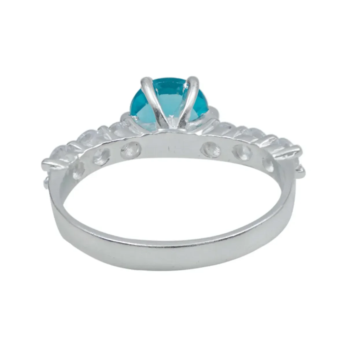Anillo Plata 925 Obsidiana Paraiba Tono Celeste Artesanal Mexicano - Imagen 2