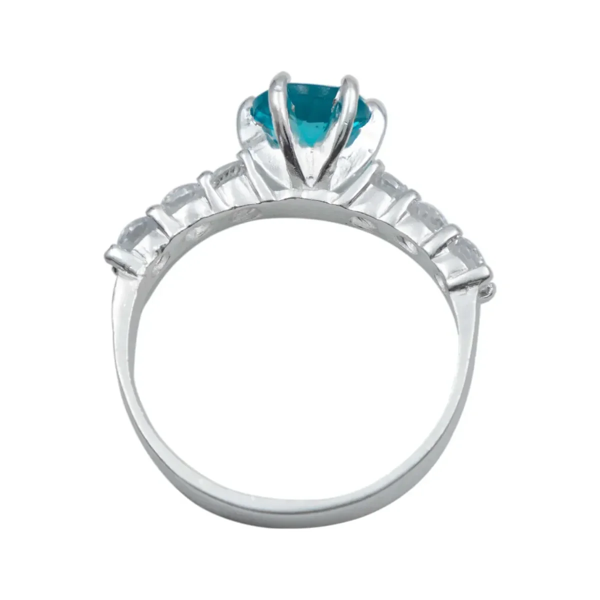 Anillo Plata 925 Obsidiana Paraiba Tono Celeste Artesanal Mexicano - Imagen 3