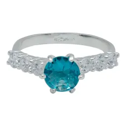 Anillo Plata 925 Obsidiana Paraiba Tono Celeste Artesanal Mexicano - Imagen 4