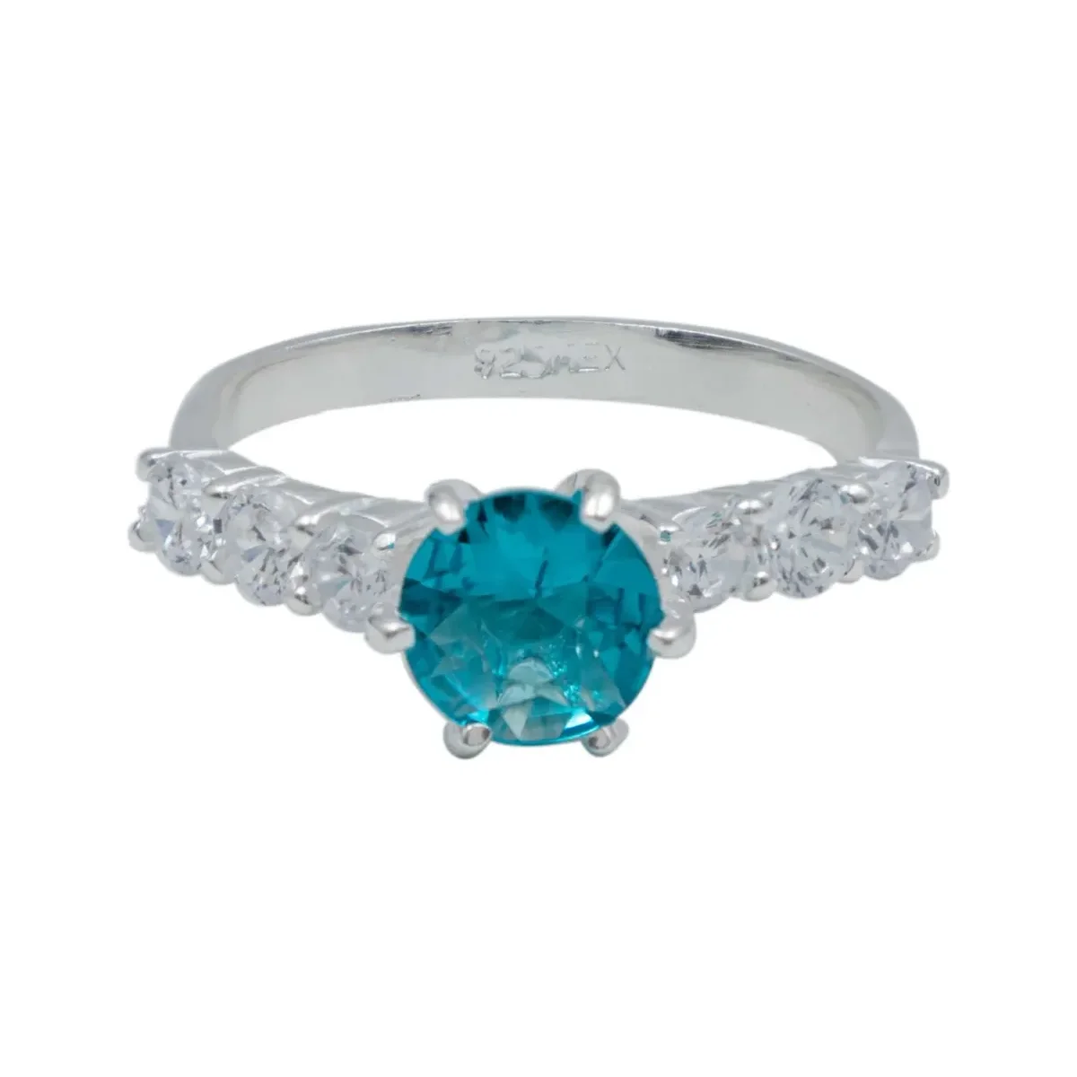 Anillo Plata 925 Obsidiana Paraiba Tono Celeste Artesanal Mexicano - Imagen 4