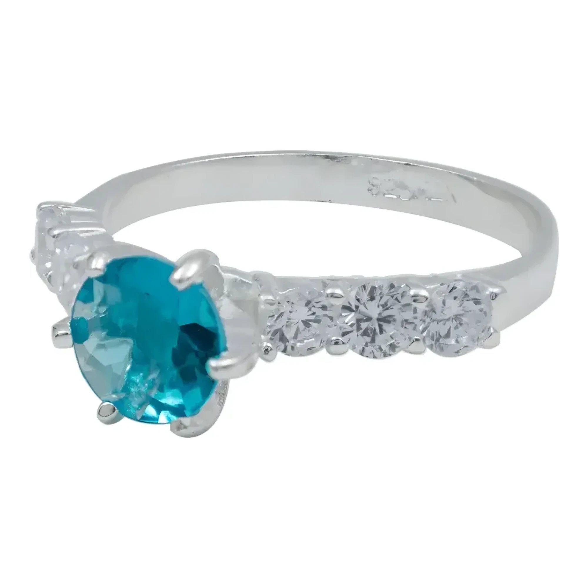 Anillo matrimonio plata 925 acabado liso con obsidiana azul Paraíba celeste unisex estilo plata de Taxco clásica talla 8