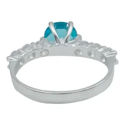Anillo Plata 925 Obsidiana Paraíba Tono Celeste Unisex - Imagen 2