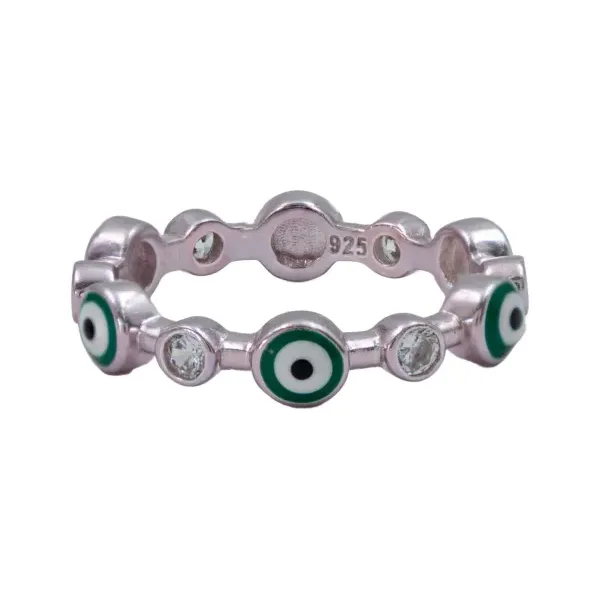 Anillo Plata 925 Ojo Turco Churumbela Zirconias Multicolor - Imagen 1