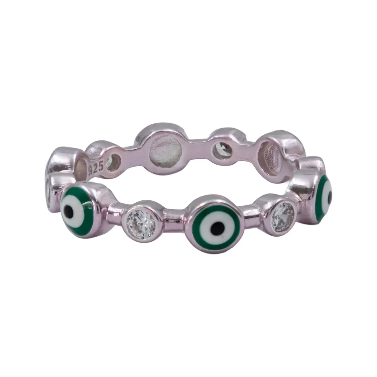 Anillo Plata 925 Ojo Turco Churumbela Zirconias Multicolor - Imagen 2