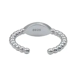 Anillo Plata .925 Ojo Turco Esmaltado Ajustable Diseño Diamantado - Imagen 2