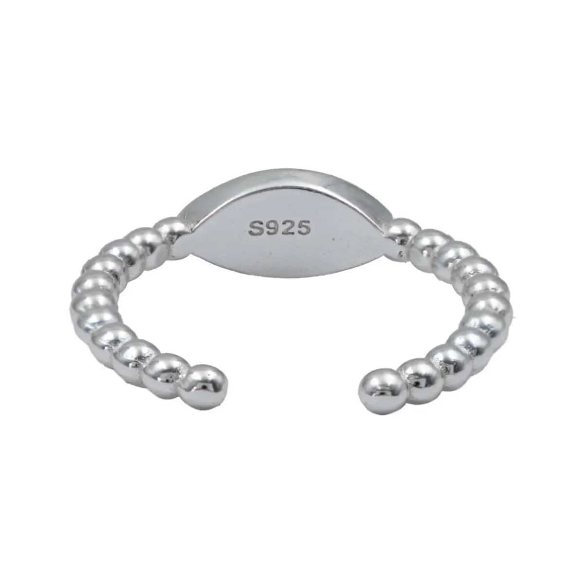 Anillo Plata .925 Ojo Turco Esmaltado Ajustable Diseño Diamantado - Imagen 2