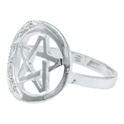Anillo Plata 925 Pentagrama Luna Diamantado con Zirconia - Imagen 2