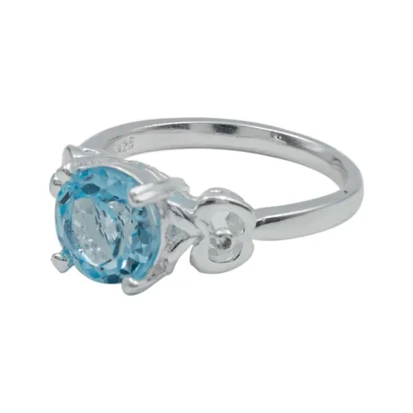 Anillo de plata .925 azul Topacio Promesa Compromiso — Joyaris