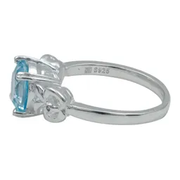 Anillo Plata 925 Promesa con Topacio Azul Genuino - Imagen 2