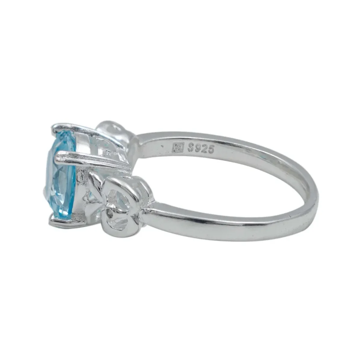 Anillo Plata 925 Promesa con Topacio Azul Genuino - Imagen 2