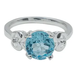 Anillo Plata 925 Promesa con Topacio Azul Genuino - Imagen 5