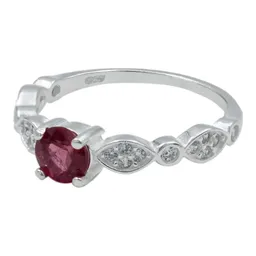 Anillo Plata 925 Promesa con Turmalina Rubelita Natural - Imagen 1