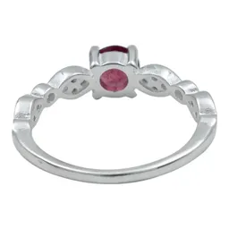 Anillo Plata 925 Promesa con Turmalina Rubelita Natural - Imagen 3