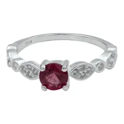 Anillo Plata 925 Promesa con Turmalina Rubelita Natural - Imagen 5
