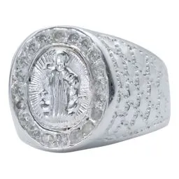 Anillo Plata .925 San Benito con Zirconia para Hombre Talla 11 - Imagen 1