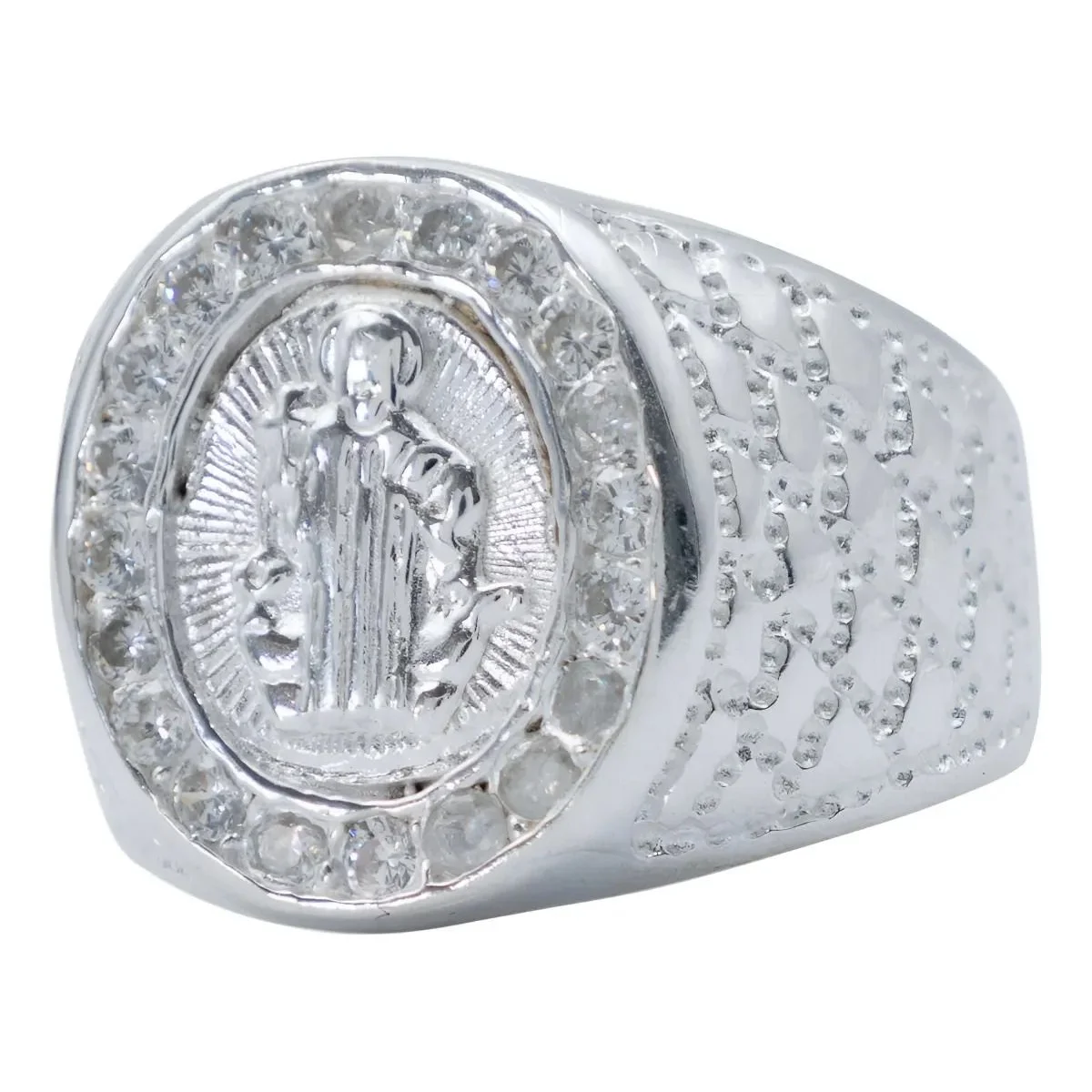 Anillo Plata .925 San Benito con Zirconia para Hombre - Joyaris joyería fina artesanal mexicana