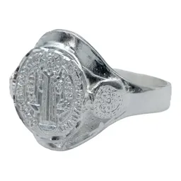 Anillo Plata 925 San Benito Liso Troquel de Suerte y Protección - Imagen 2