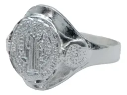 Anillo Plata 925 San Benito Protección Suerte Dinero Liso Troquelado - Imagen 2