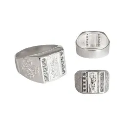 Anillo Plata 925 San Judas Tadeo Cuadrado con Zirconia - Imagen 1