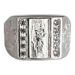 Anillo Plata 925 San Judas Tadeo Cuadrado con Zirconia - Imagen 2