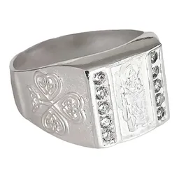 Anillo Plata 925 San Judas Tadeo Cuadrado con Zirconia - Imagen 7