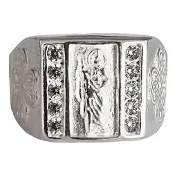 Anillo Plata 925 San Judas Tadeo Cuadro con Zirconia - Imagen 2