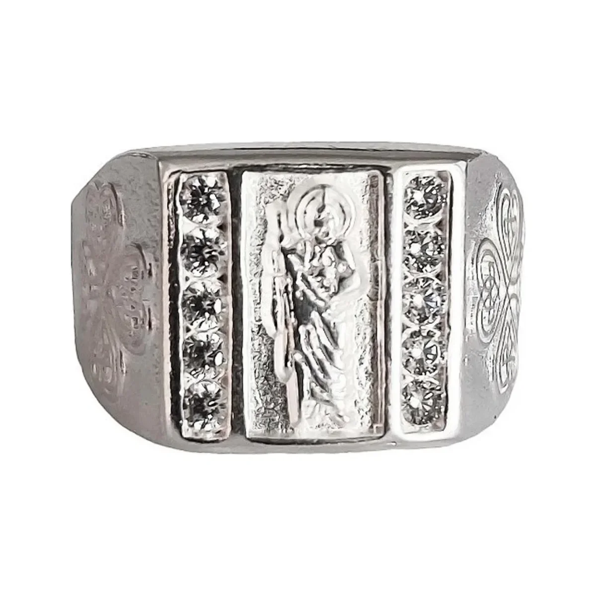 Anillo Plata 925 San Judas Tadeo Cuadro con Zirconia - Imagen 2