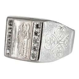 Anillo Plata 925 San Judas Tadeo Cuadro con Zirconia - Imagen 3