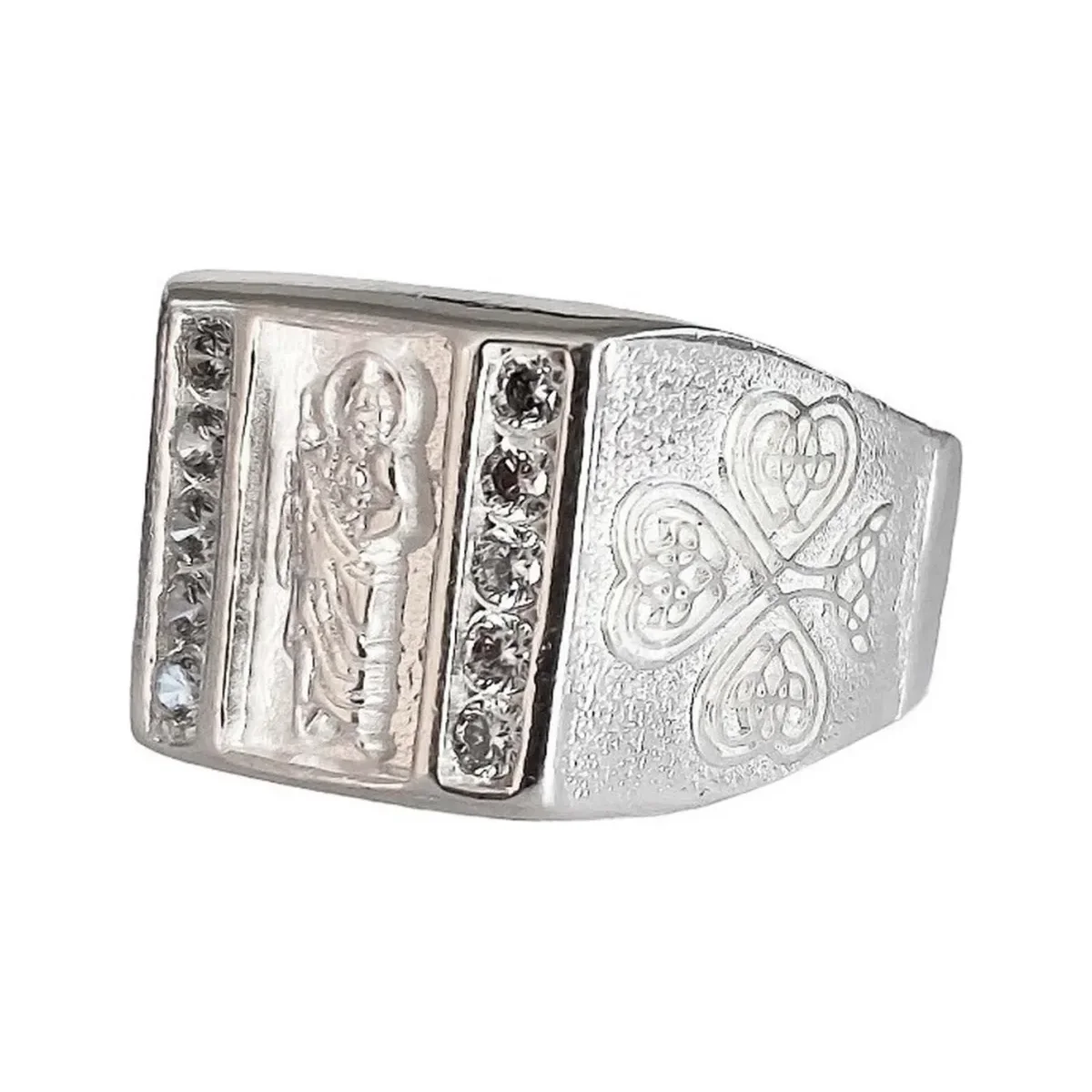 Anillo Plata 925 San Judas Tadeo Cuadro con Zirconia - Imagen 3