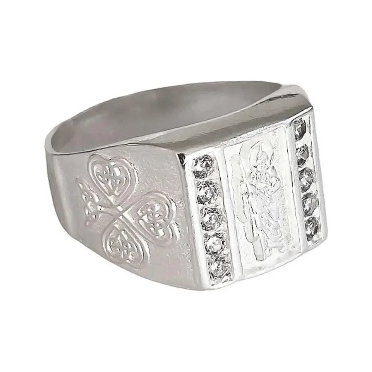 Anillo Plata 925 San Judas Tadeo Cuadro con Zirconia - Imagen 7