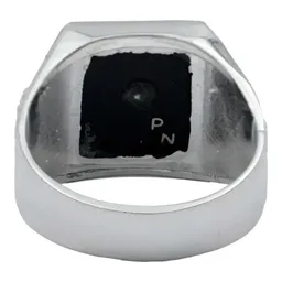 Anillo Plata 925 San Judas Tadeo Diamantado con Ónix para Hombre Talla 9.5 - Imagen 2