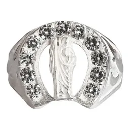Anillo Plata .925 San Judas Tadeo Herradura con Zirconia - Imagen 2