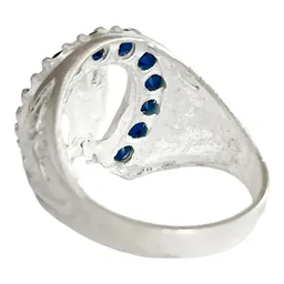 Anillo Plata 925 San Judas Tadeo Herradura Zirconia Azul Talla 8 - Imagen 5