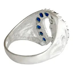 Anillo Plata 925 San Judas Tadeo Herradura Zirconia Azul Talla 8.5 - Imagen 4