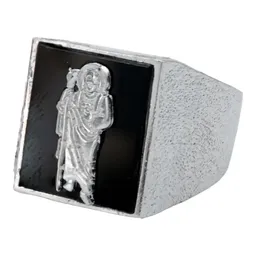 Anillo Plata .925 San Judas Tadeo Hombre con Ónix Diamantado - Imagen 1