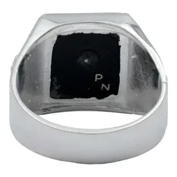 Anillo Plata .925 San Judas Tadeo Hombre con Ónix Diamantado - Imagen 2