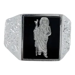 Anillo Plata .925 San Judas Tadeo Hombre con Ónix Diamantado - Imagen 3