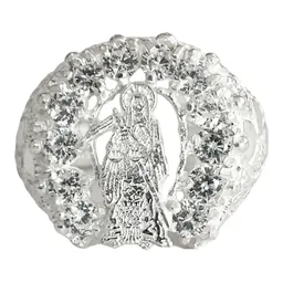 Anillo Plata 925 Santa Muerte Herradura con Zirconias Blancas - Imagen 1