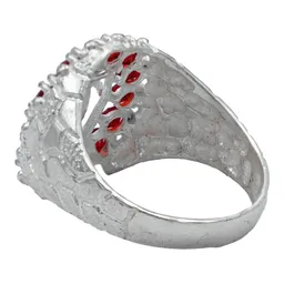 Anillo Plata .925 Santa Muerte Herradura con Zirconias Rojas - Imagen 3