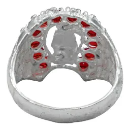 Anillo Plata .925 Santa Muerte Herradura con Zirconias Rojas - Imagen 4