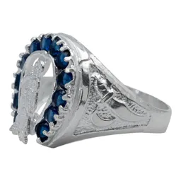 Anillo Plata 925 Santa Muerte Herradura Zirconia Azul Unisex - Imagen 2