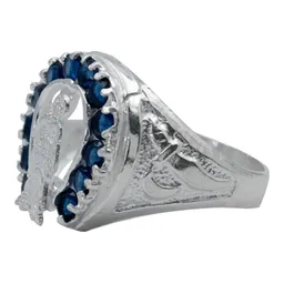 Anillo Plata 925 Santa Muerte Herradura Zirconias Azules - Imagen 2
