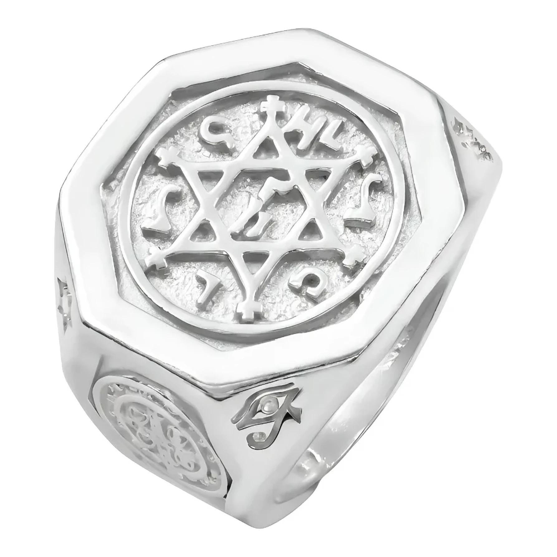 Anillo Plata Ley .925 Sello de Salomón liso, diseño grueso y minimalista para hombre. Joyería de plata duradera, símbolo prot