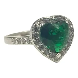 Anillo Plata .925 Solitario Corazón Zirconia Verde - Imagen 1