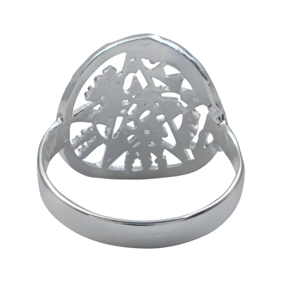 Anillo Plata 925 Tetragramatón Acabado Diamantado Unisex - Imagen 2