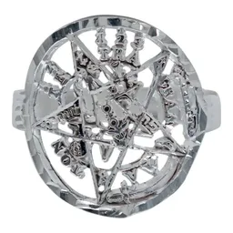 Anillo Plata 925 Tetragramatón Acabado Diamantado Unisex - Imagen 3