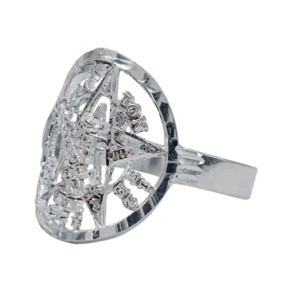 Anillo Plata 925 Tetragramaton Diamantado Protección Espiritual - Imagen 1