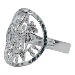 Anillo Plata 925 Tetragramatón Diamantado Protección - Imagen 1